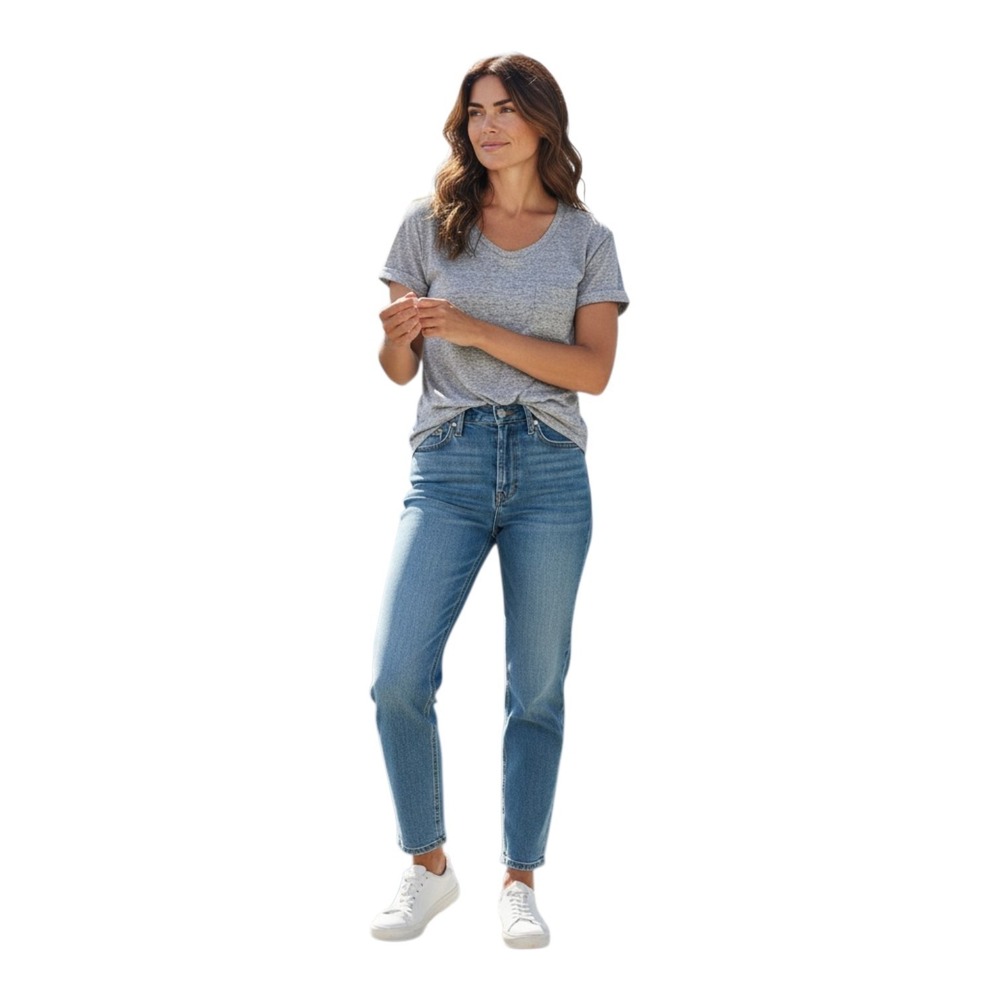 Awake Women's‎ Large Gray Heathered Pocket Cotton Blend Cuffed Sleeves Tee Shirt